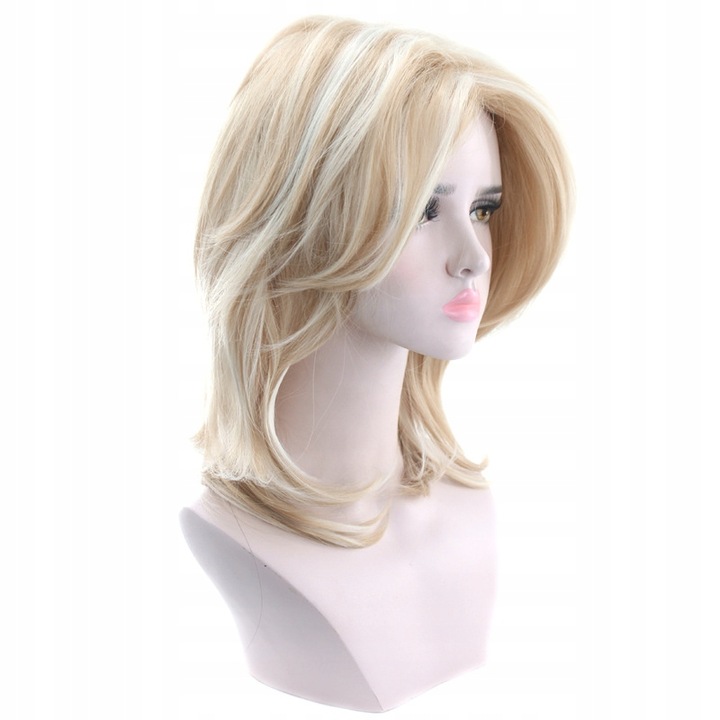 Peruca lunga din par sintetic, Parul Ondulat, Par Cret, Pe Grila, 47cm, Blond