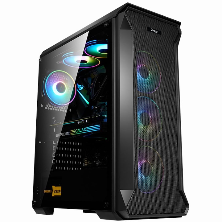 Carcasa ATX, ARMAGGEDDON, AQUARON X-CURVE GIGA 10, 10 ventilatoare ARGB, alb