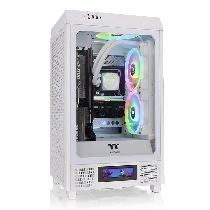 Кутия, Thermaltake, The Tower, 200 Mini, Закалено стъкло, Бяло