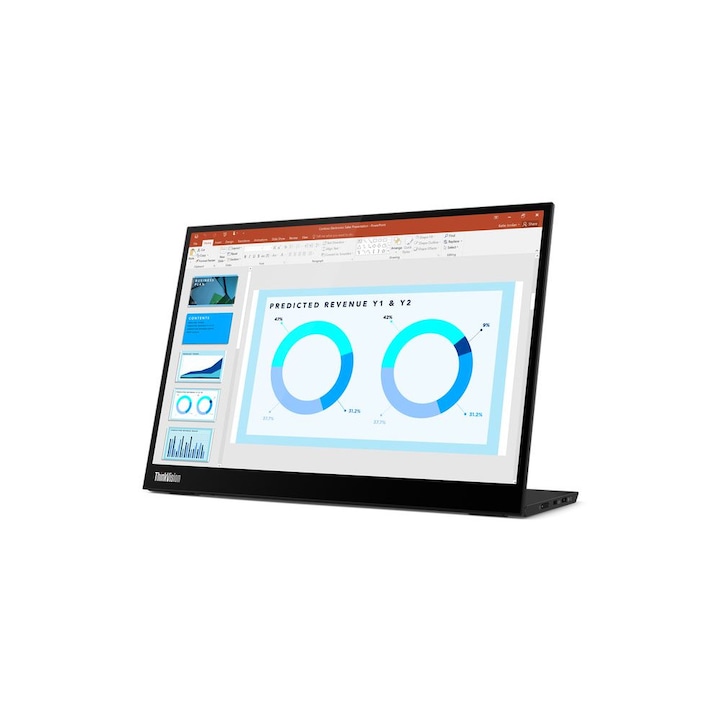Монитор 16:10, Lenovo 14", ThinkVision, M14d IPS LED, преносим, 2240x1400, 60Hz, черен