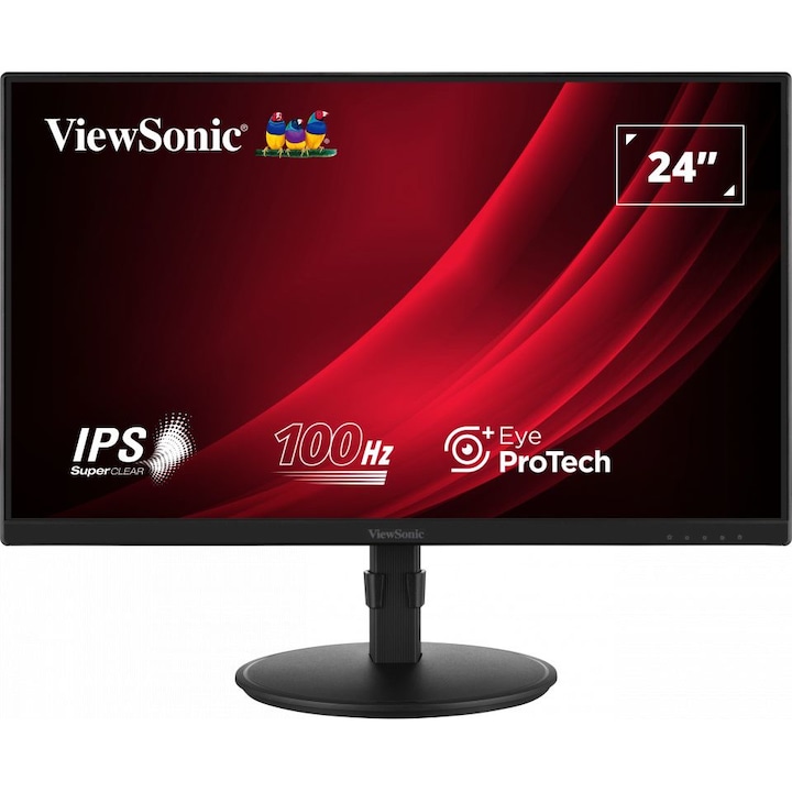 Monitor, ViewSonic, 24" LED, Full HD, 100 Hz, 5 ms, fekete