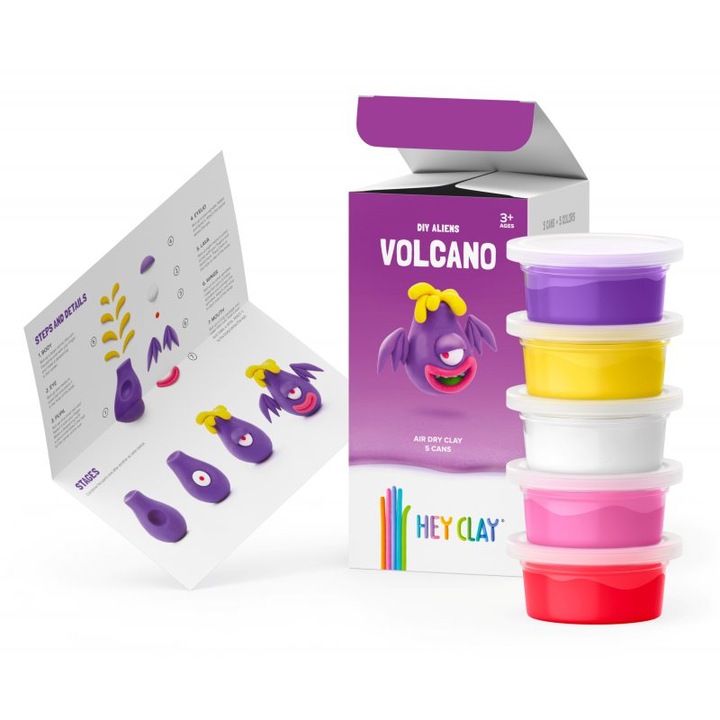 Pasta modelabila Vulcanul extraterestru, Hey Clay, Parfumat, 3 ani+, Multicolor