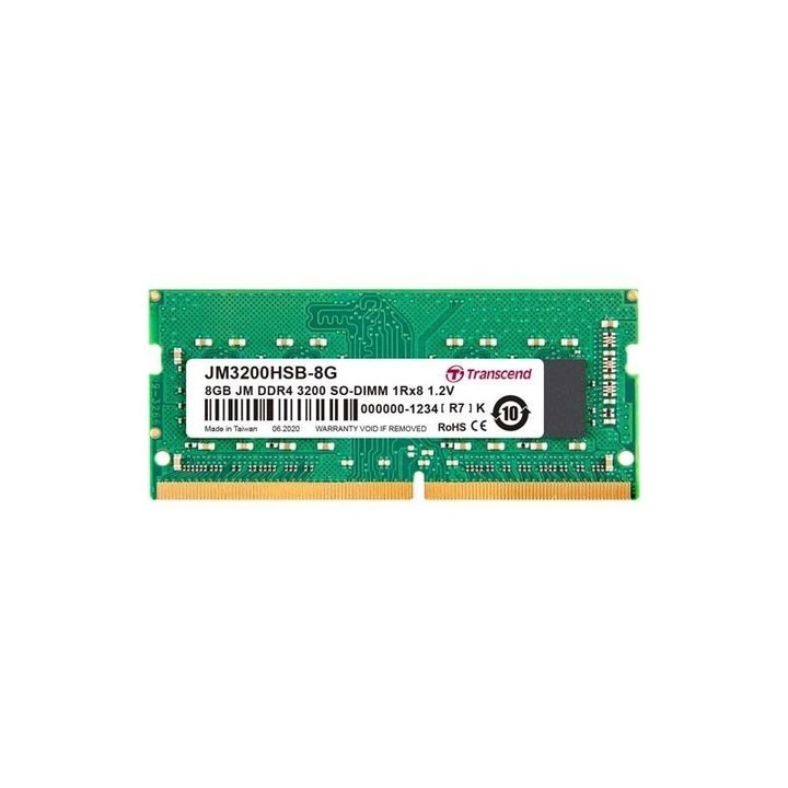 Памет за лаптоп Transcend 8GB JM DDR4 3200Mhz SO-DIMM 1Rx8 1Gx8 CL22 1.2V JM3200HSB-8G