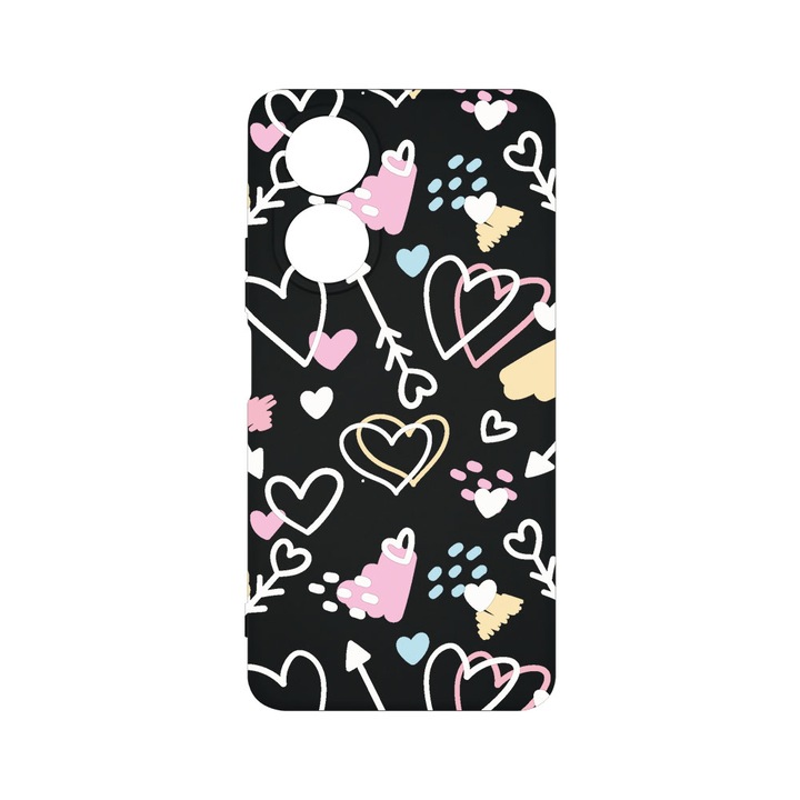 Силиконов калъф BestCase за OPPO A58 4G, Love Symbols, SLIM 1.2MM, Microfiber interior, Premium Soft Liquid Silicone, PB 764