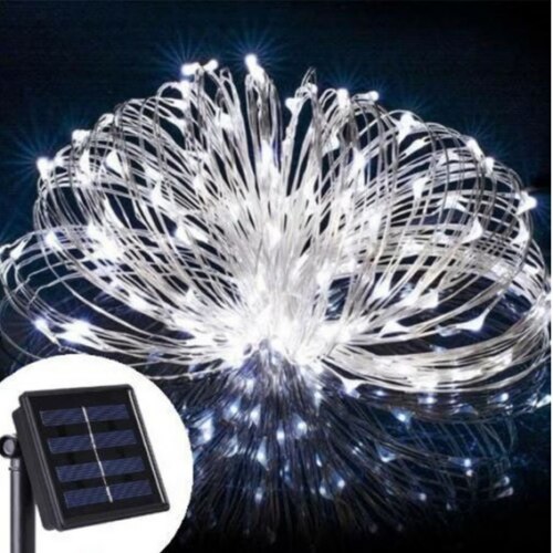 Snur de lumina decor solar 100 micro LED, alb rece, 7m - eMAG.ro