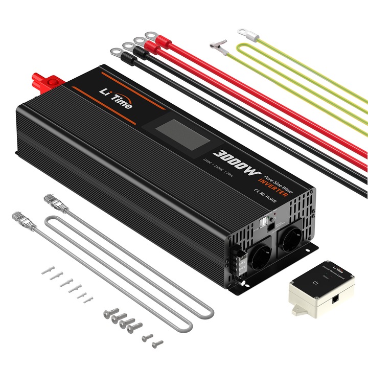 Автомобилен инвертор, LiTime, 3000W, 12V, черен