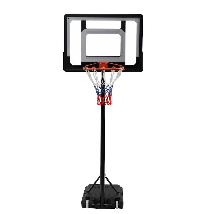 Баскетболен кош, стомана, регулируема височина, черен, 122-305 см
