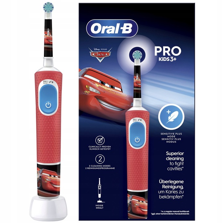 Детска електрическа четка за зъби Oral-B Vitality PRO Kids 3+ Cars Червена