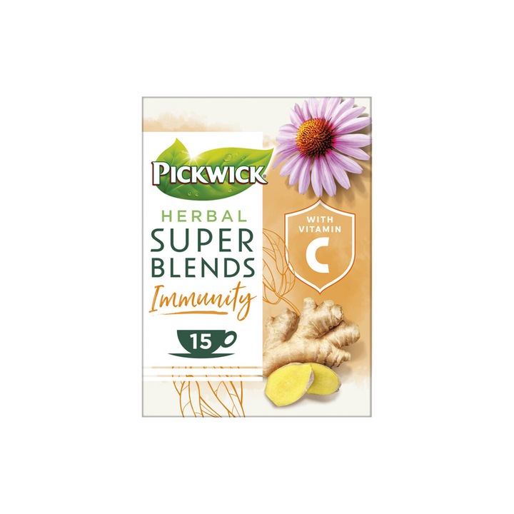 Tea, verbenával és gyömbérrel, 15 tasak x 1,5 g, Super Blends Immunity, Pickwick
