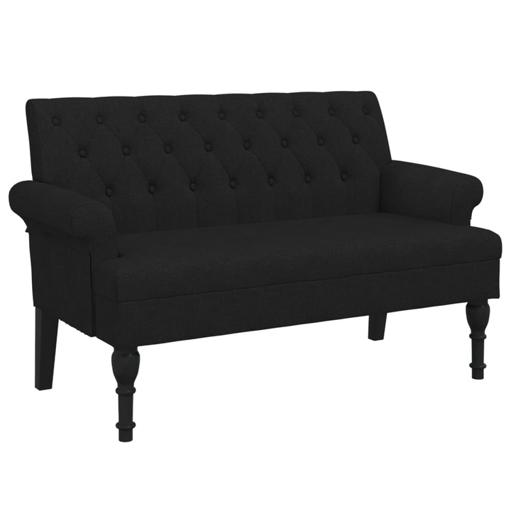 Пейка с облегалка vidaXL, Черна, 120x62x75,5 см, Плат, 16.6 kg
