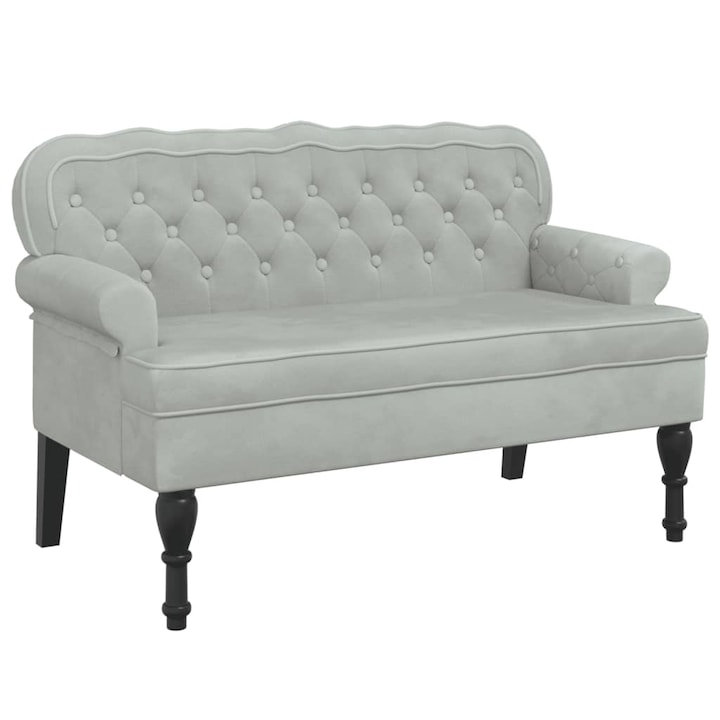 Пейка с облегалка vidaXL, Светлосива, 119,5x64,5x75 см, Кадифе, 16.6 kg
