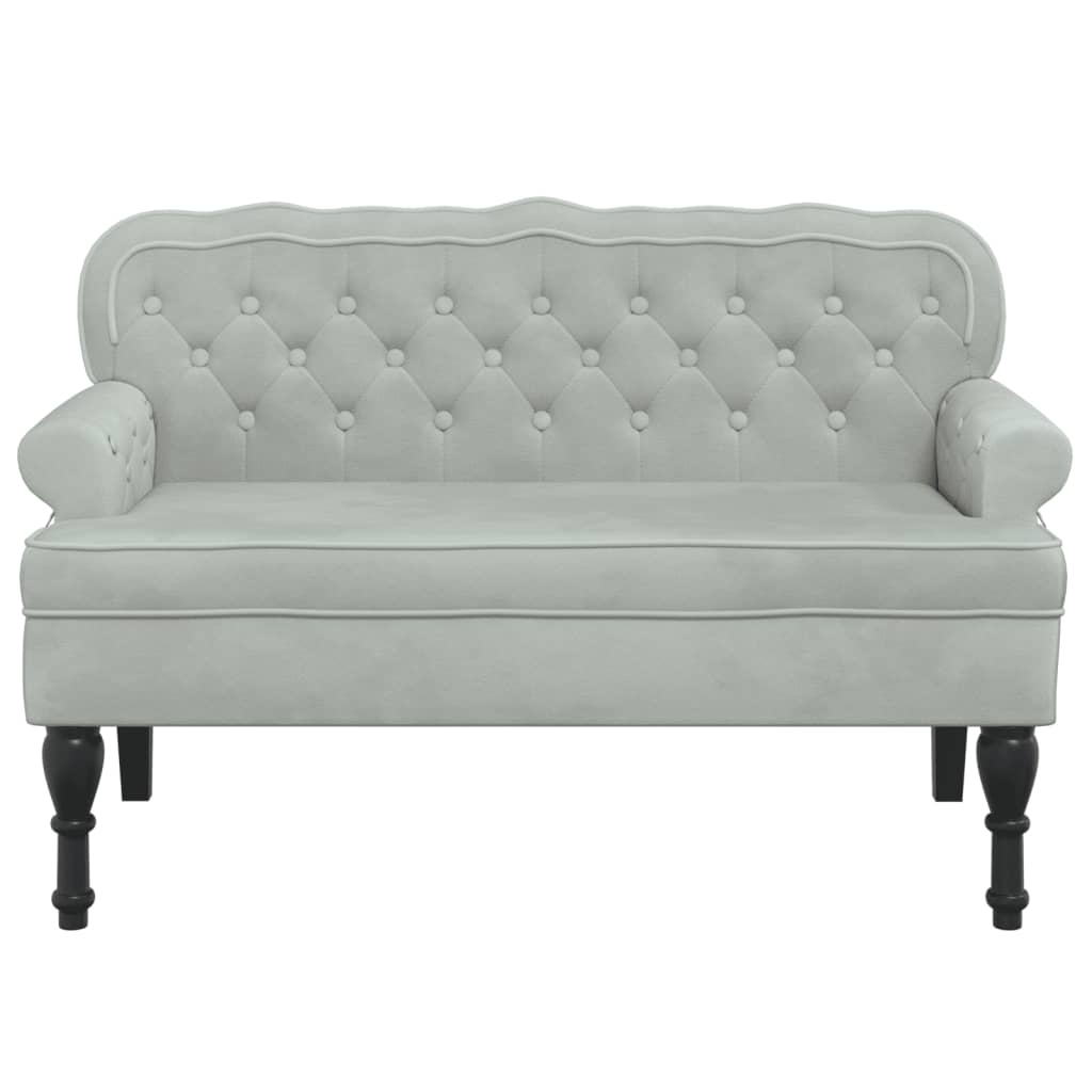 Bancheta cu spatar vidaXL, gri deschis, 119,5x64,5x75 cm, catifea, 16.6 ...