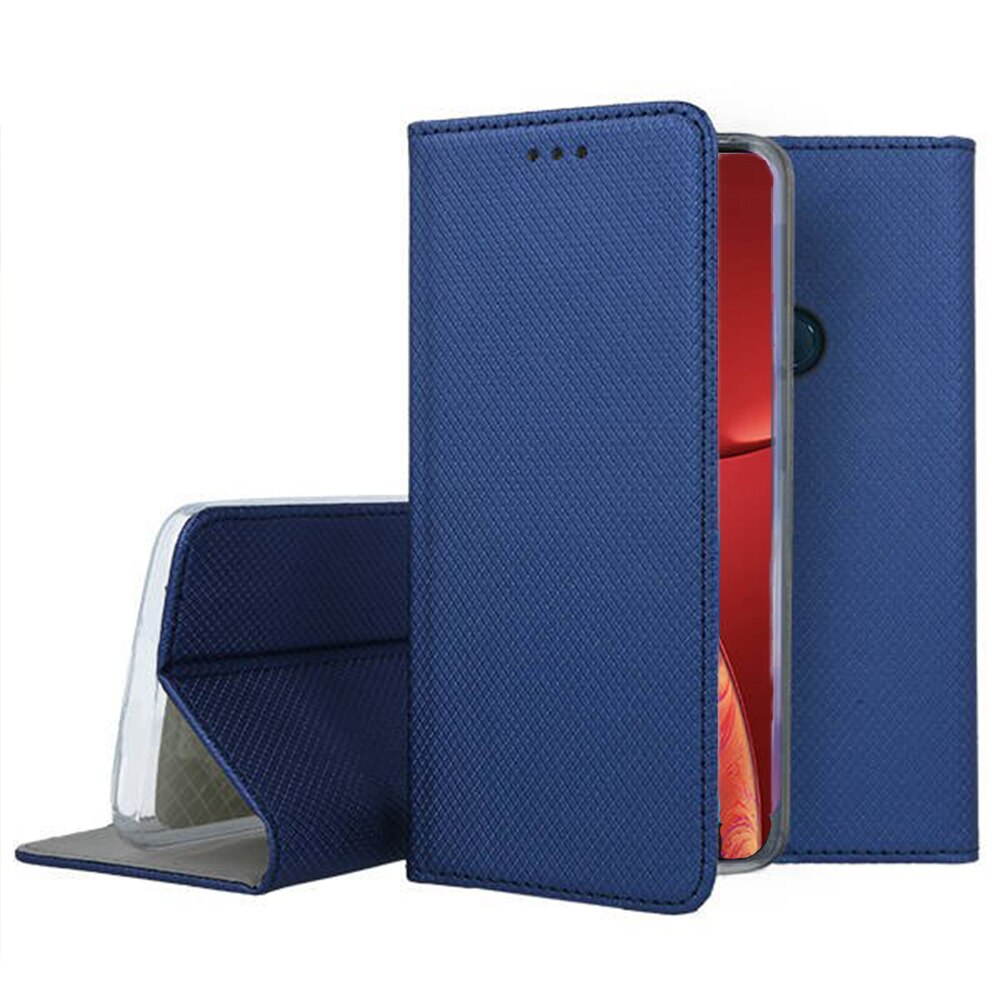 Husa compatibila cu Apple iPhone 13, COMANDO Flip Magnet, Piele ecologica, Tip carte portofel, Protectie completa, Aderenta sigura, Albastru