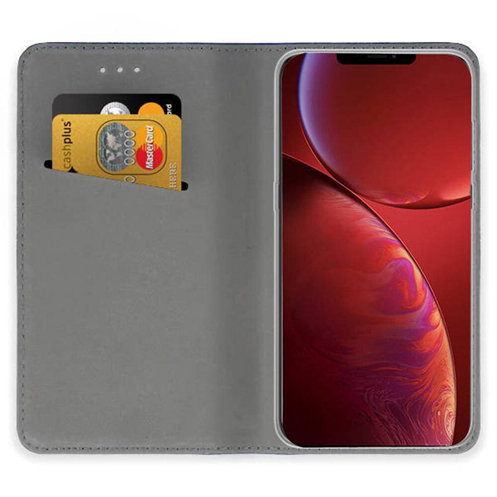 Husa compatibila cu Apple iPhone 13, COMANDO Flip Magnet, Piele ecologica, Tip carte portofel, Protectie completa, Aderenta sigura, Albastru