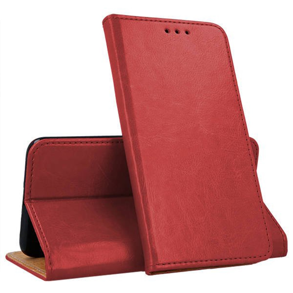 Husa compatibila cu Apple iPhone 13 Pro Max, COMANDO Flip Magnet, Piele ecologica, Tip carte portofel, Protectie completa, Aderenta sigura, Rosu