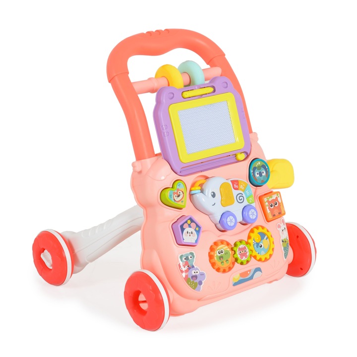 Играчка за прохождане Moni Toys Elephant, Pink, 1 година +