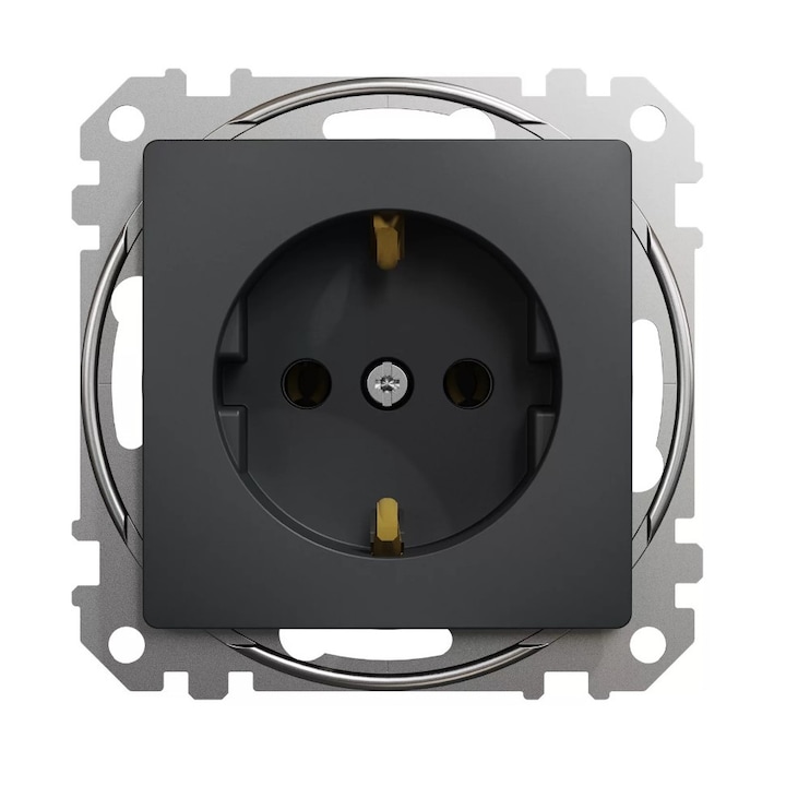 Priza unica Schuko Negru Antracit Schneider