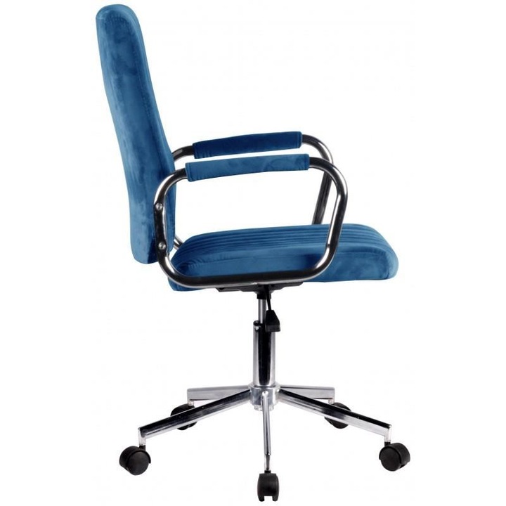Scaun rotativ, catifea, albastru, max 120 kg, 51x61x92/102 cm