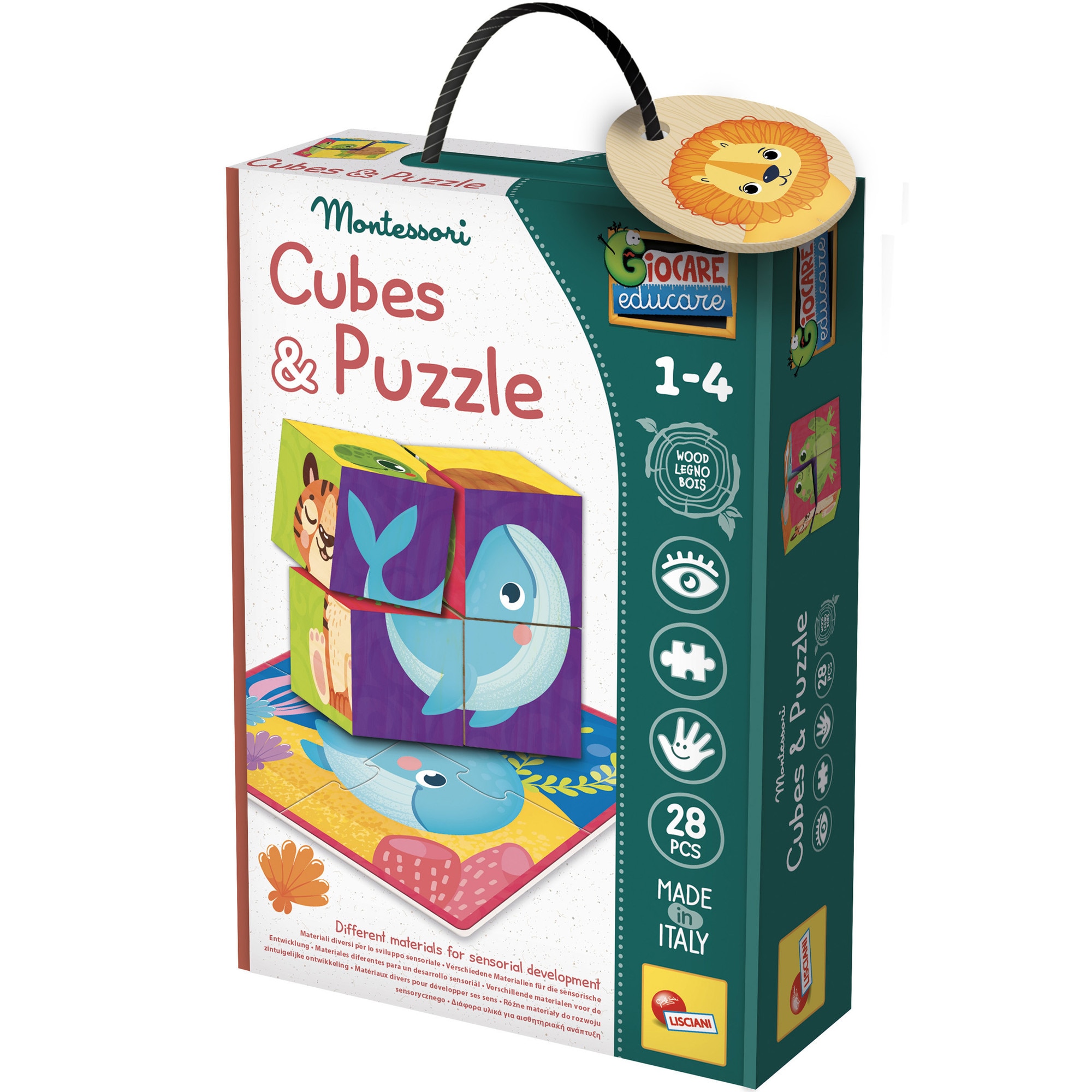 Set 2 jocuri educative Lisciani Montessori - Cubes and Puzzle
