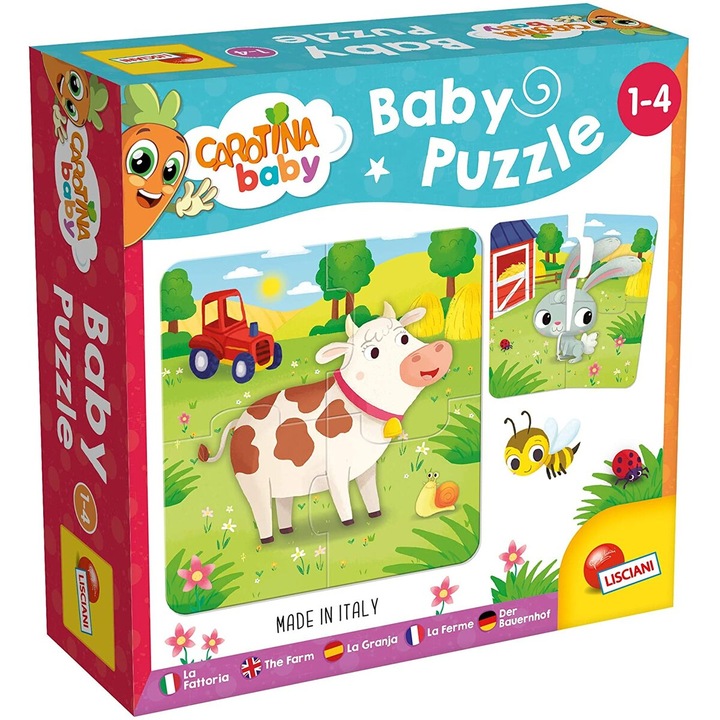 Puzzle Lisciani Carotina Baby - La ferma, 6x4 piese