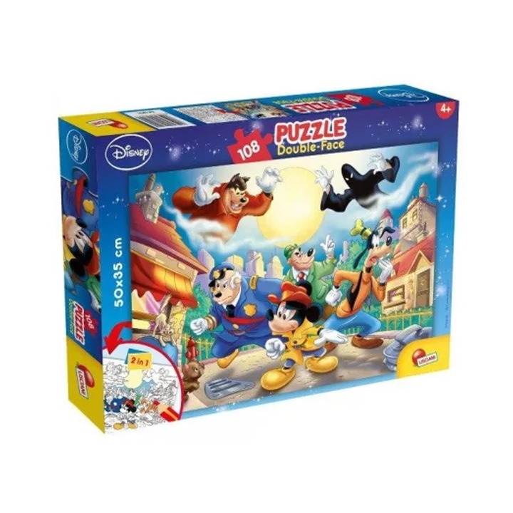 Lisciani 2 az 1-ben puzzle, Mickey és BiggleBoys, 50 x 35 cm, 108 db