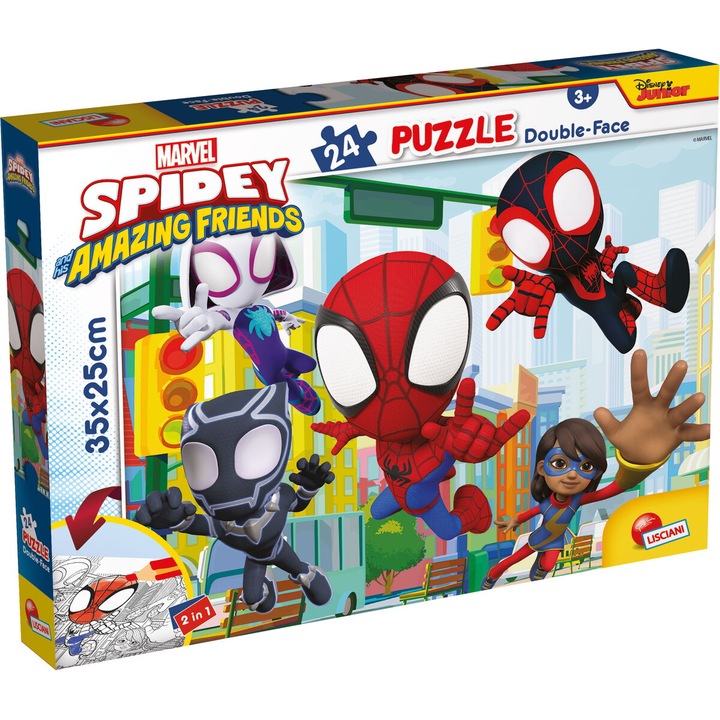 Пъзел за оцветяване Lisciani - Spidey and his amazing friends, 2 в 1, 24 части