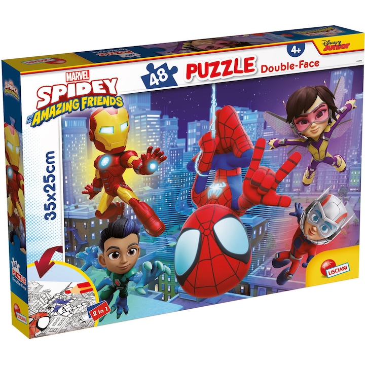 Пъзел за оцветяване Lisciani - Spidey and his amazing friends, 2 в 1, 48 части