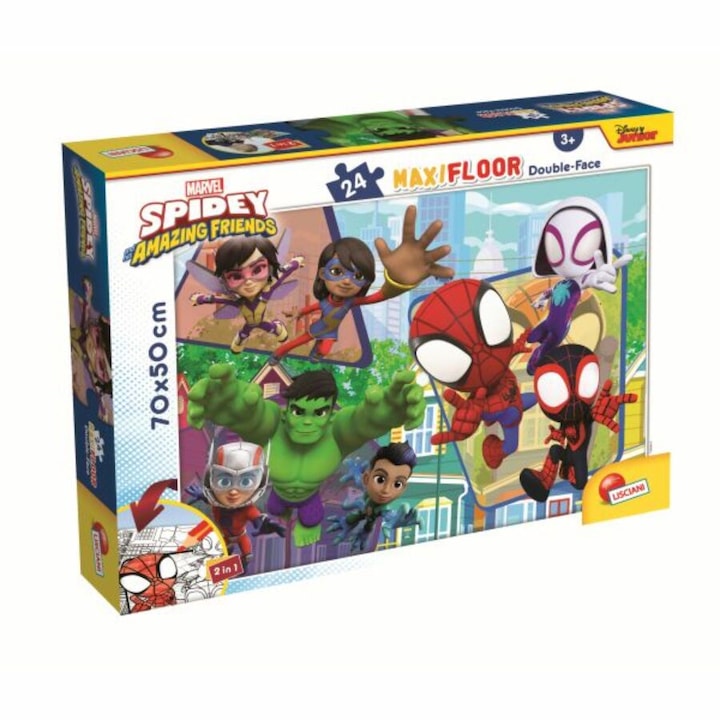 Пъзел 2 в 1, Lisciani, Spidey, 24 части, 3+, Многоцветен