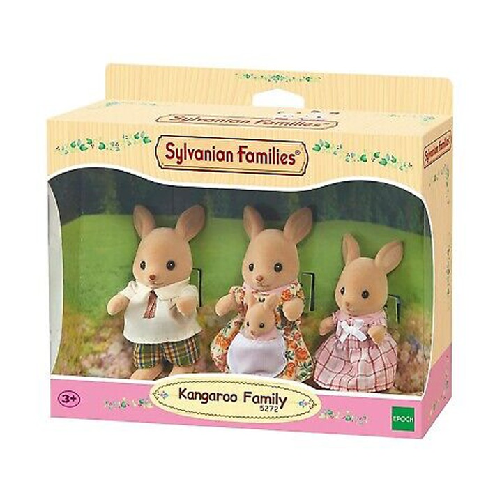 Комплект от 4 статуетки на семейство Кенгуру, Sylvanian Families, кафяво, 3+