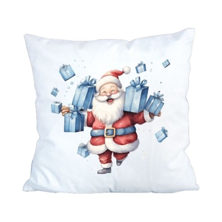 Perna decorativa de Craciun, cu umplutura, model Mos Craciun rosu