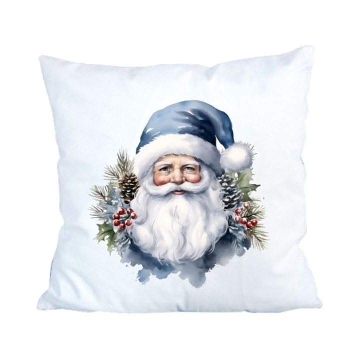 Perna decorativa de Craciun, cu umplutura, model Mos Craciun cu caciula