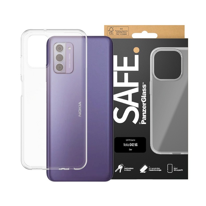 Husa telefon spate, Safe, TPU, pentru Nokia G42 5G, Transparent