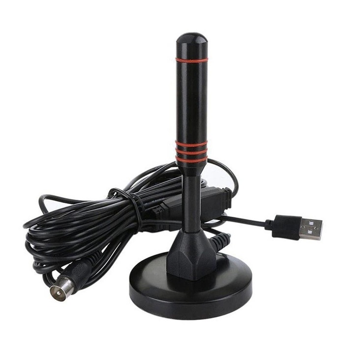 Стайна антена за цифрова телевизия HDA-515USB, Вграден усилвател, RF, VHF, UHF, DVB-T2