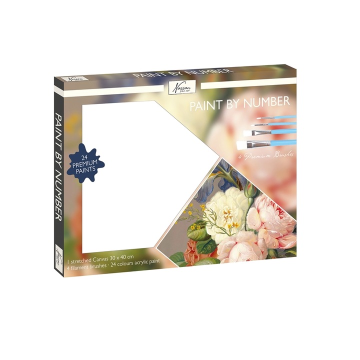 Set de pictura pe numere, Grafix, Floare, Cu 24 de vopsele si 4 pensule