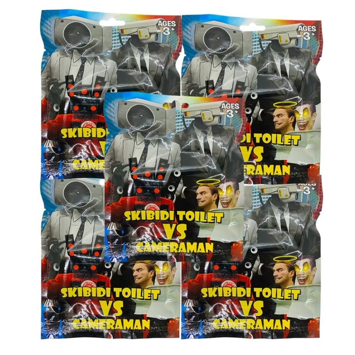 KIT 5 Figurine Skibidi Toilet, multicolor, 7 cm, Mistery Box, XPRESS SALES®
