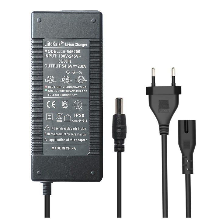 Зарядно устройство, Liitokala, Lii-546200, 48V, 2A, велосипед, тротинетки, двуколка