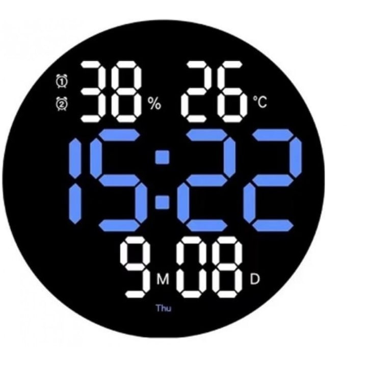 Дигитален LED часовник DS-6630, Дистанционно, Влажност, Цветен