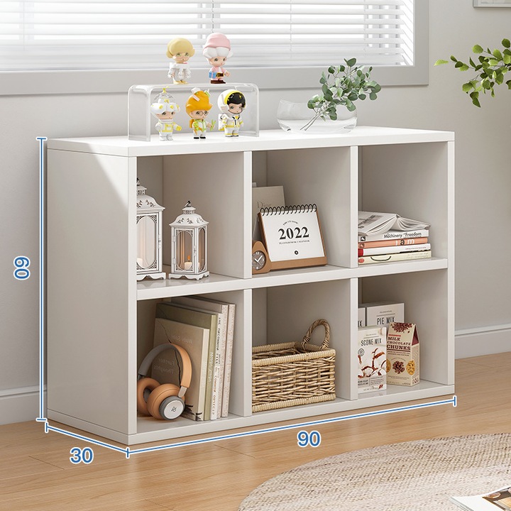 Könyvespolc, térelválasztó polc, 30 x 60 x 90 cm, Rebiko, fehér