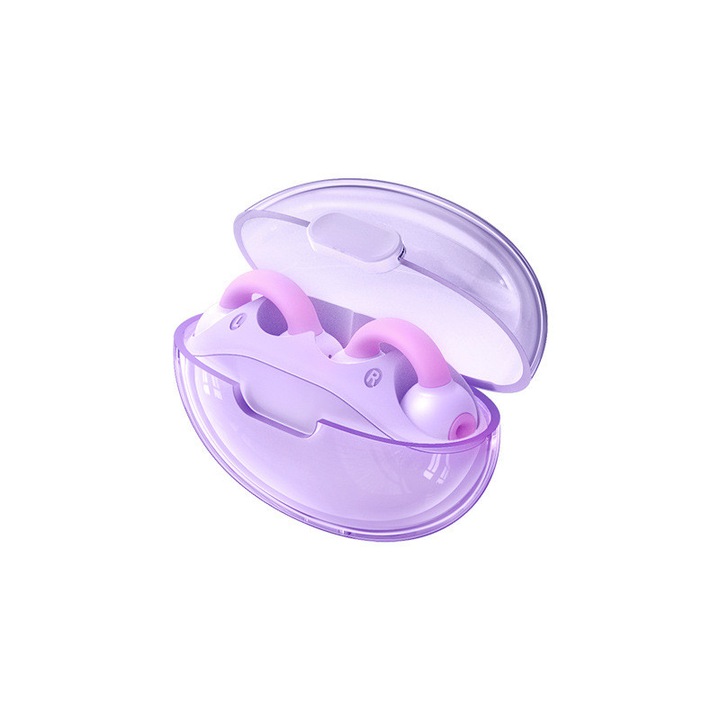 Remax® Bluetooth Fülhallgató, beépített mikrofonnal, headset töltő dokkoló, Bluetooth v5.3, lila