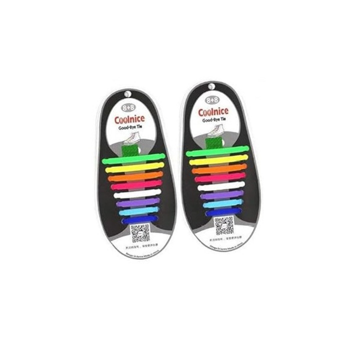 Szilikon rugalmas cipőfűző, 16 db, tarka