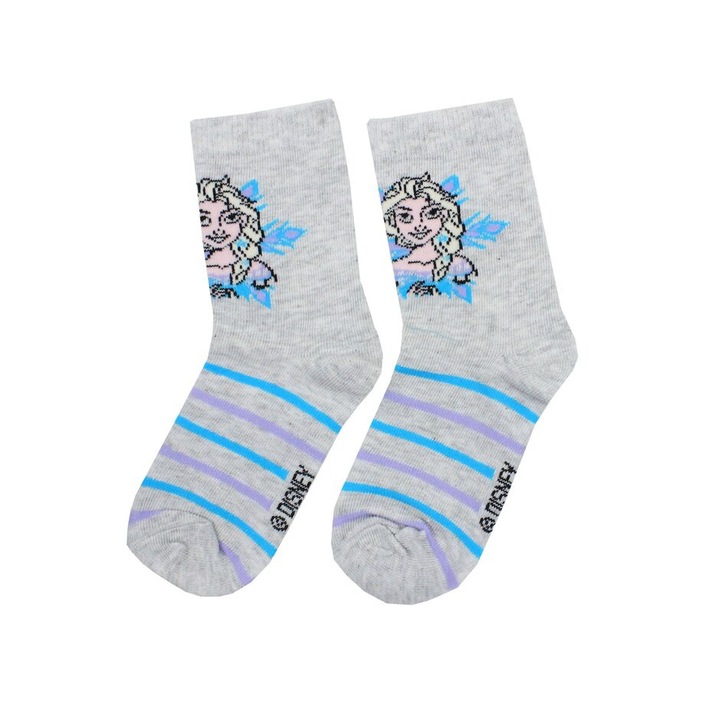 Sosete pentru copii, cu dungi, Frozen - Elsa 19753, Gri