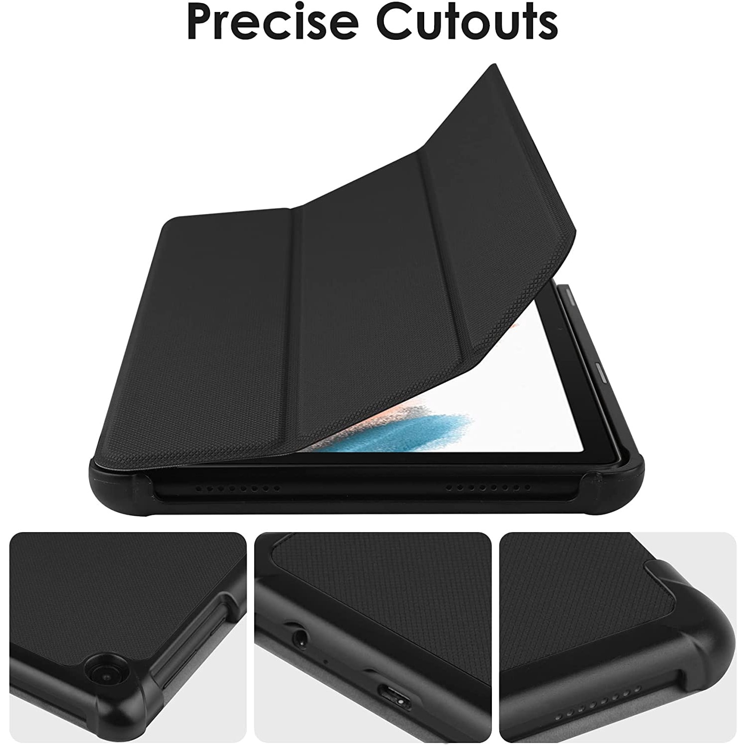 Husa Slim Sigloo, Smart Cover, Trifold, pentru tableta Huawei Matepad T10 / T10s (9.7 inch / 10.1 inch), model Simple Black