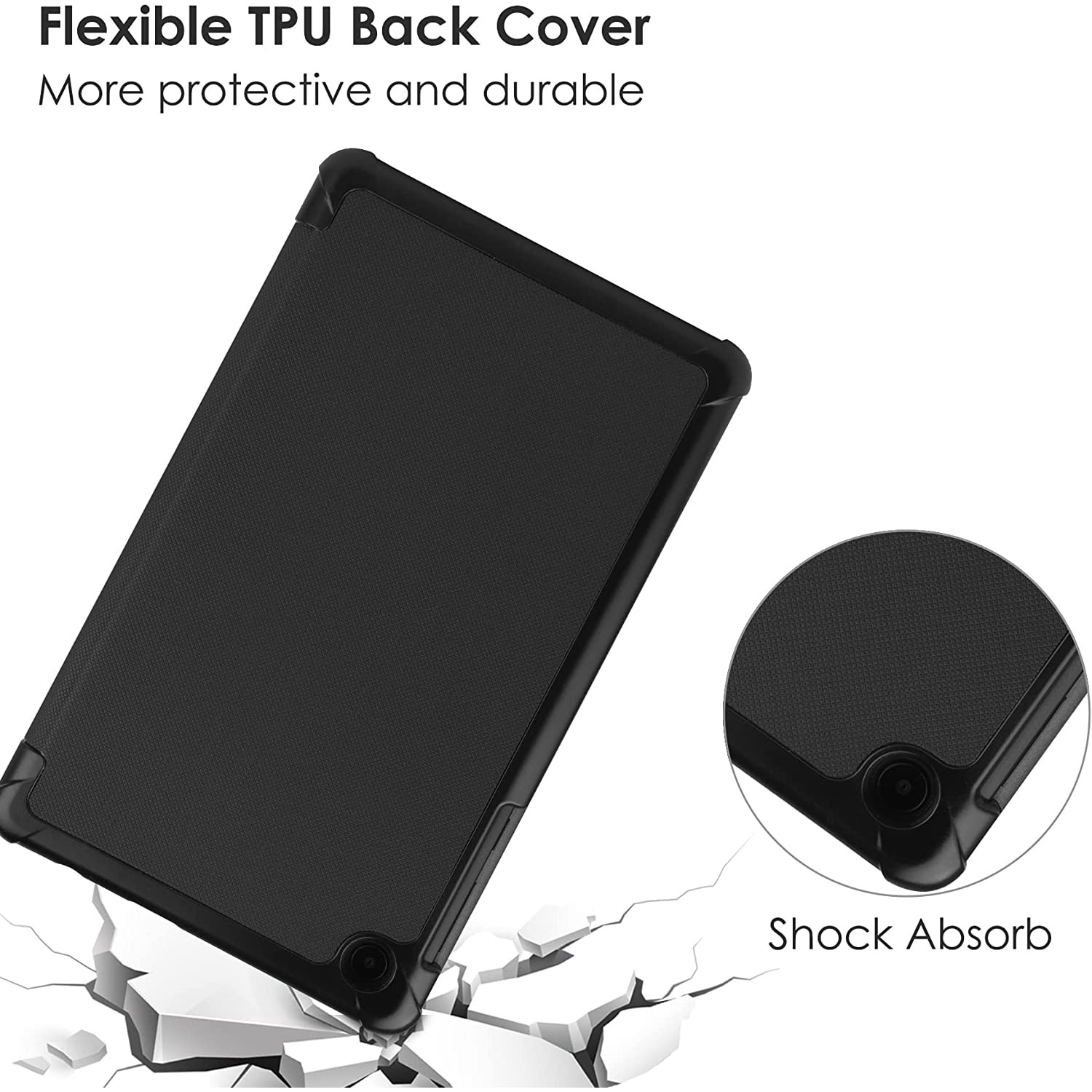 Husa Slim Sigloo, Smart Cover, Trifold, pentru tableta Huawei Matepad T10 / T10s (9.7 inch / 10.1 inch), model Simple Black