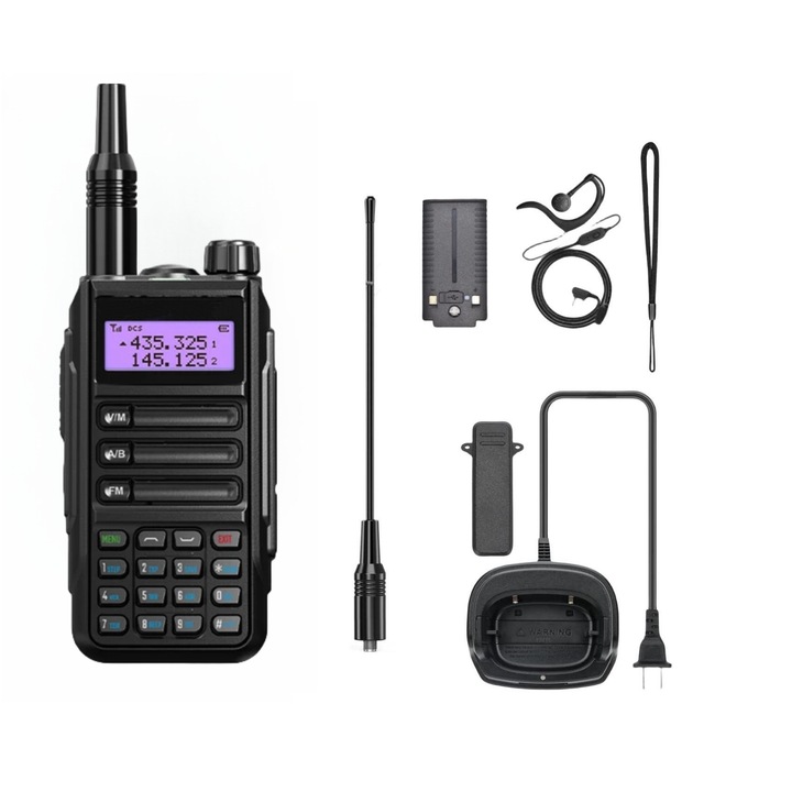 Приемане на предаване на преносима радиостанция, MOSMAOO, зарядно устройство UV-16 PRO тип C, 10W, със слушалки, 8800mAh, водоустойчивост, черно
