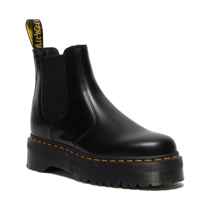 Dr. Martens, Ghete Chelsea de piele cu cusaturi contrastante Quad