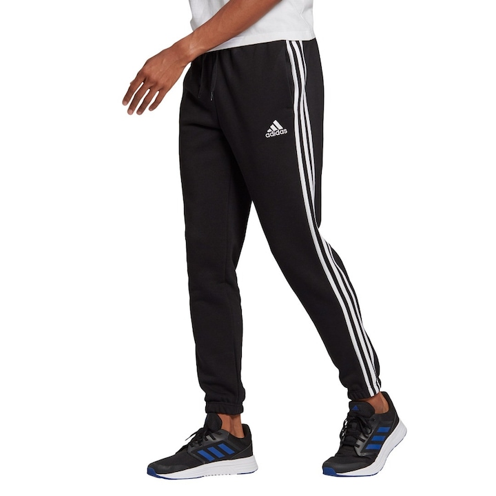 Pantaloni sport barbati, Adidas, Fleece, Negru, Alb/Negru