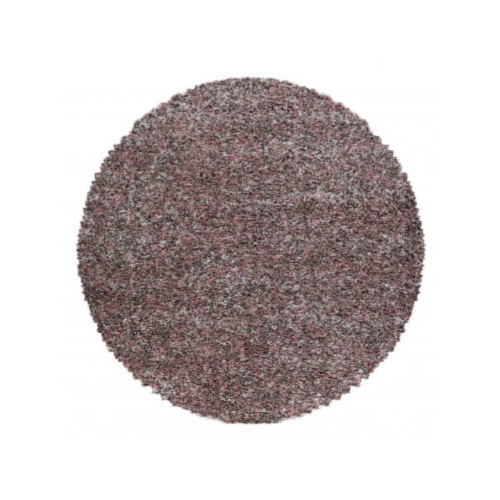 Covor Shaggy, Ayyildiz, Enjoy, 80x80 cm, Polipropilena, Modern, 2 500 g/m², Rotund, Spate Din Juta Naturala, Oeko-Tex Standard 100, Dens Si Pufos, Pentru Interior, Roz/Maro
