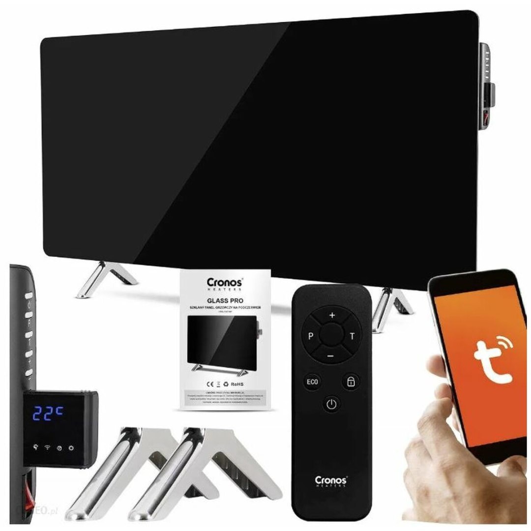 Radiator electric, Cronos, Negru, 480 W, cu telecomanda si aplicatie ...