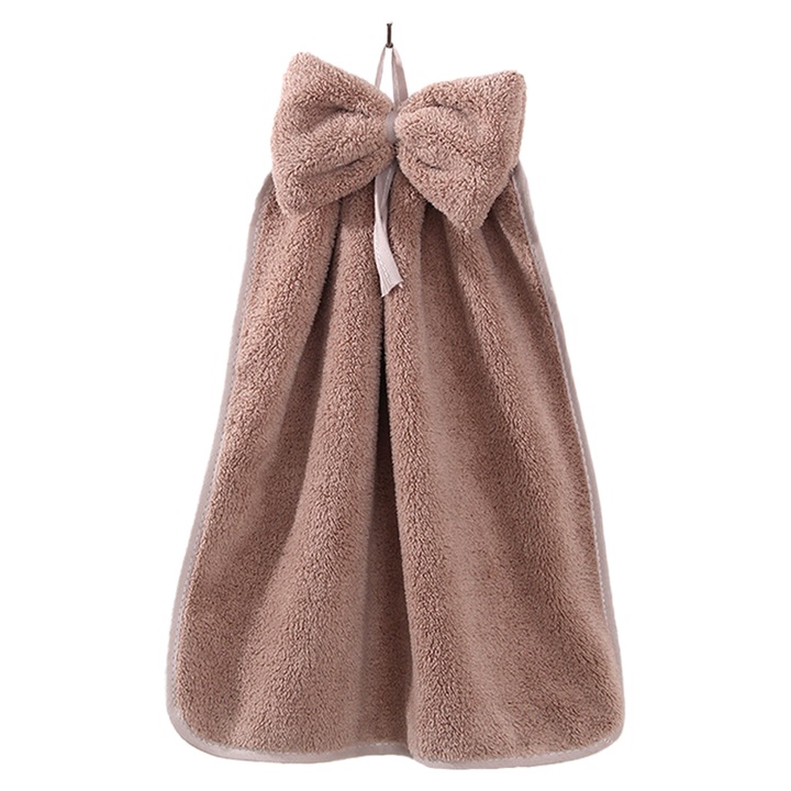 Prosop de mana absorbant, Cozevdnt, cu bucla de suspendare, culoare maro, 80% poliester, 20% poliamida