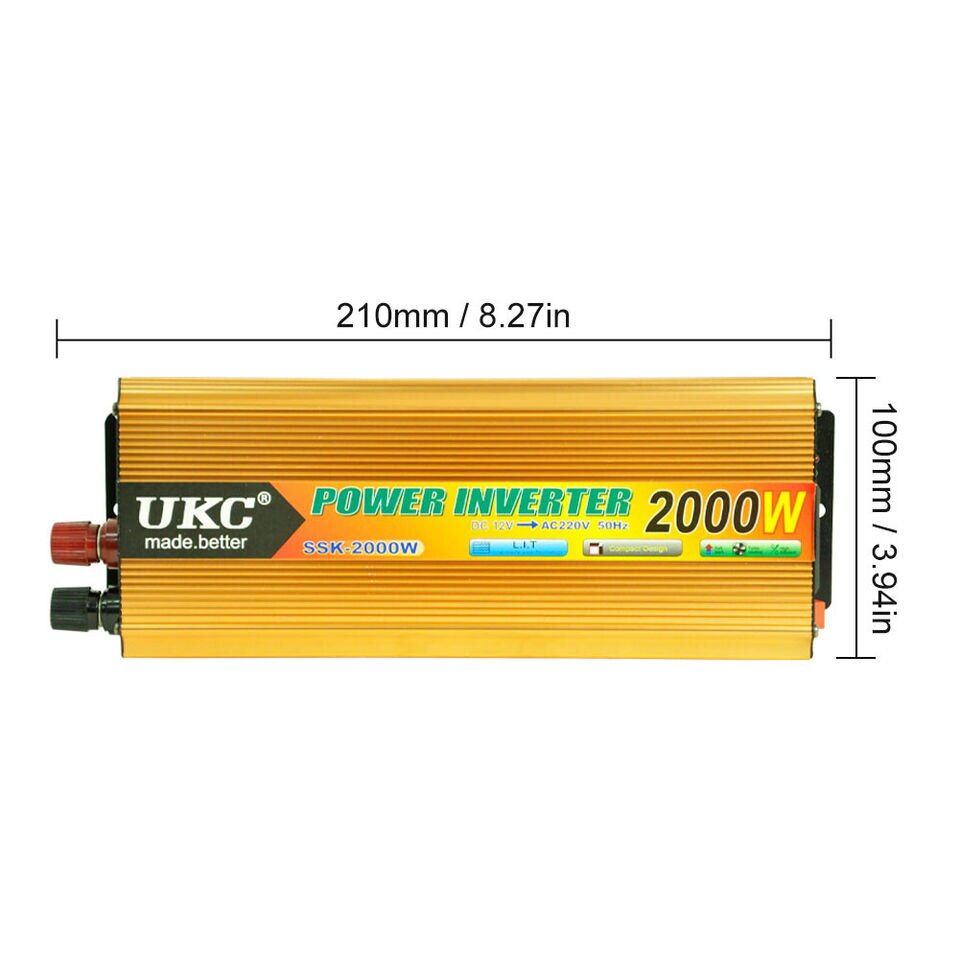 Инвертор, 12V, 2000W, синусоида, преносим, алуминиева сплав, жълт - EMAG.bg